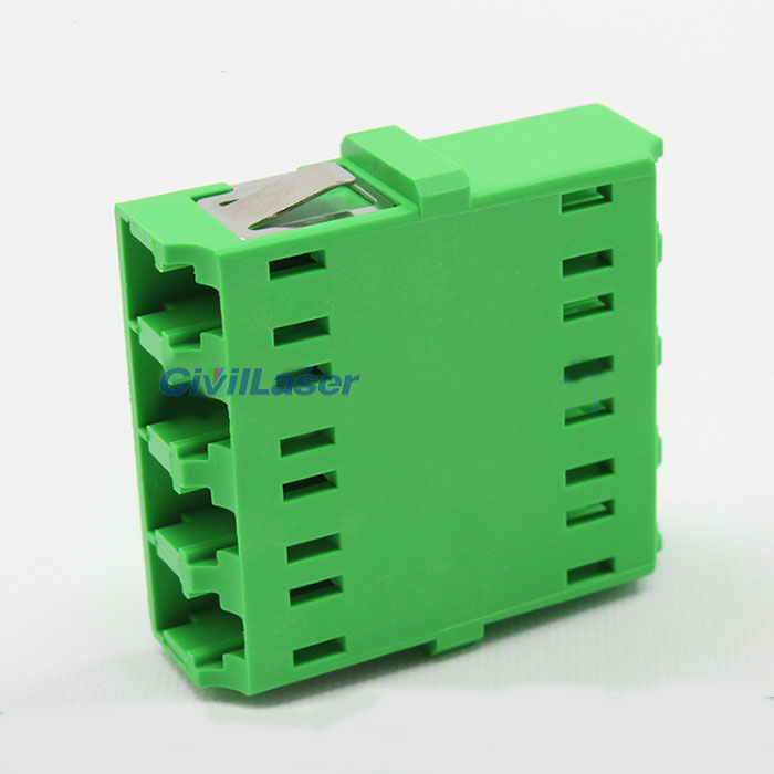 LC APC Connector Four Core Plastic Green Fiber Optic Adapter